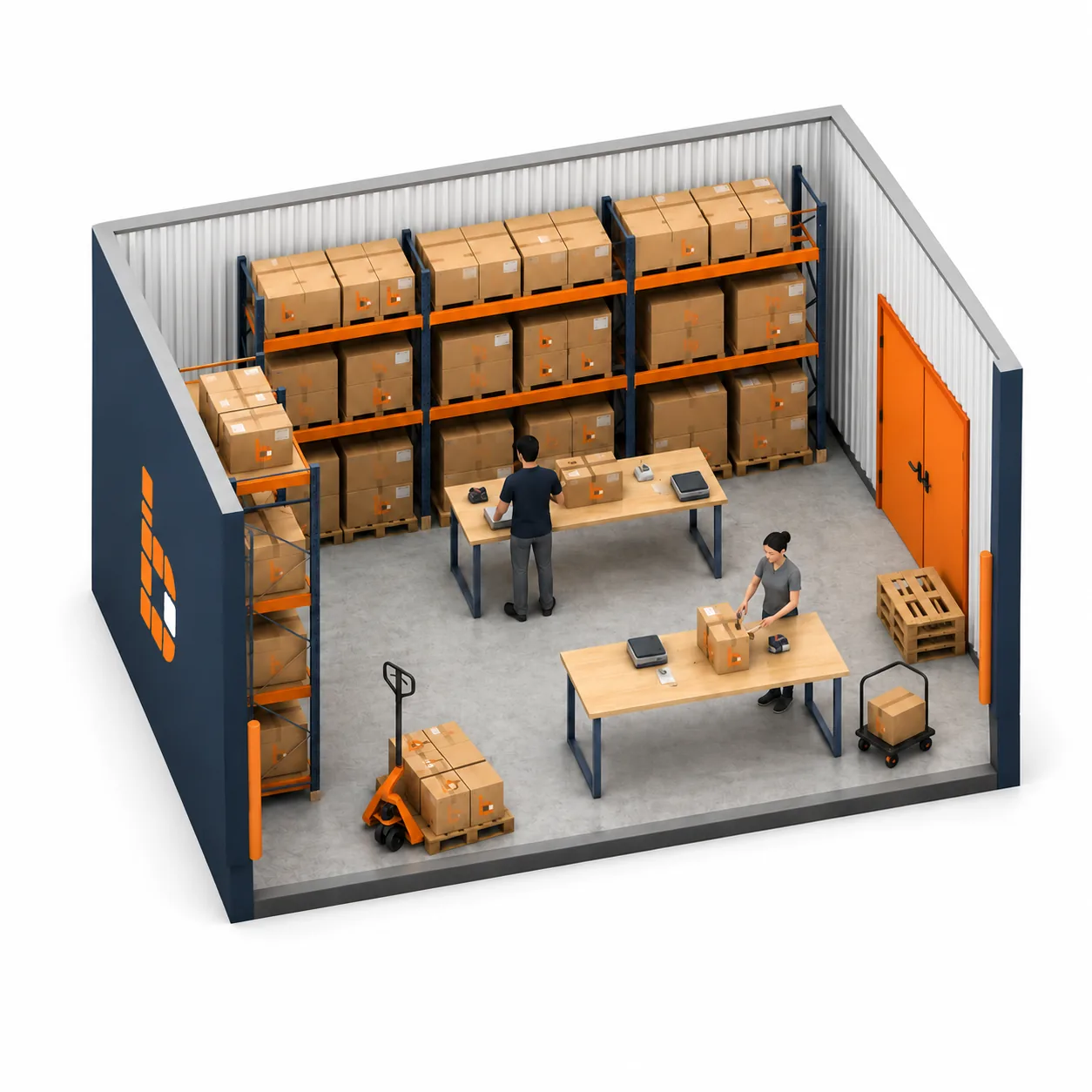 Isometric render of an EasyBay Medium suite (601–1,000 sq ft)